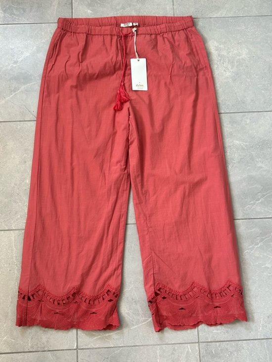 dylan Pants - NWT Dylan Coral Cotton Wide Leg Pants With Eyelet Lace Hem Boho - XL